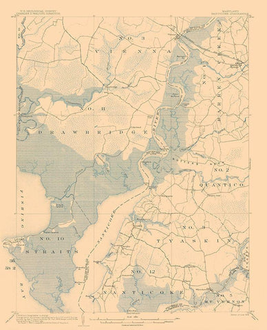 Nanticoke Maryland Quad - USGS 1903 White Modern Wood Framed Art Print with Double Matting by USGS