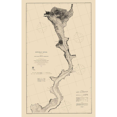 Potomac River Sheet - USCS 1864 Black Modern Wood Framed Art Print by USCS