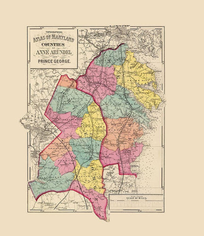 Prince George  Anne Arundel Maryland White Modern Wood Framed Art Print with Double Matting by Martenet