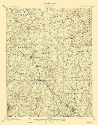 Rockville Maryland Virginia Quad - USGS 1908 White Modern Wood Framed Art Print with Double Matting by USGS