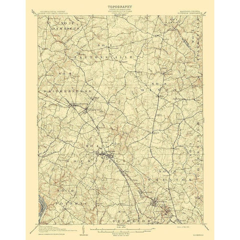 Rockville Maryland Virginia Quad - USGS 1908 White Modern Wood Framed Art Print by USGS