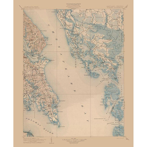 St Mary Maryland Quad - USGS 1906 White Modern Wood Framed Art Print by USGS