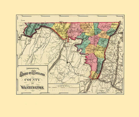 Washington Maryland - Martenet 1873 White Modern Wood Framed Art Print with Double Matting by Martenet