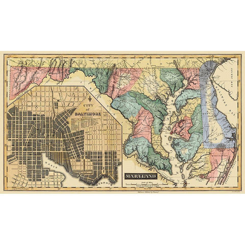 Maryland - Lucas 1823 Black Modern Wood Framed Art Print by Lucas