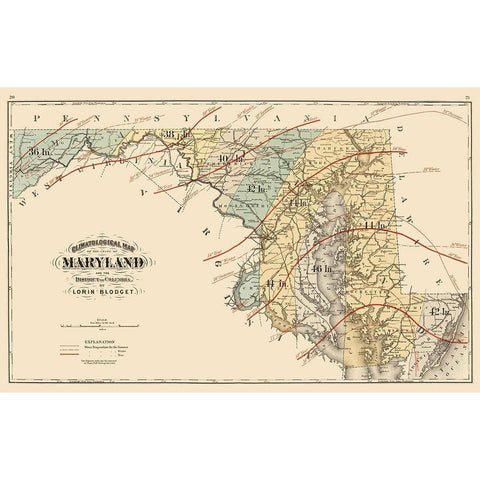 Maryland - Blodget 1873 White Modern Wood Framed Art Print by Blodget