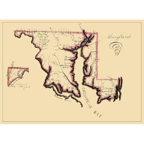 Maryland - Henshaw 1858 Black Modern Wood Framed Art Print by Henshaw