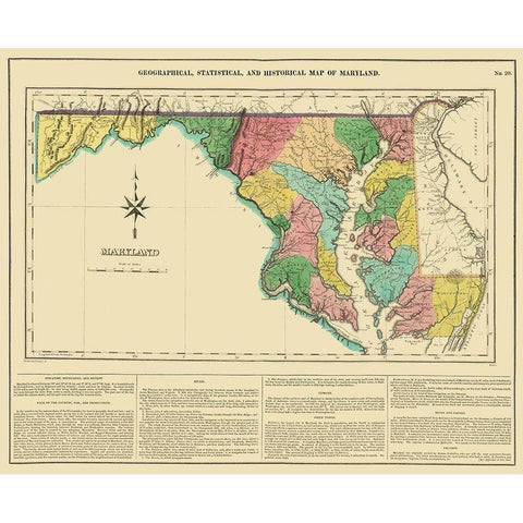 Maryland, Delaware, Pennsylvania, Virginia Black Modern Wood Framed Art Print with Double Matting by Carey