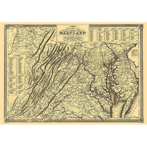 Maryland, Delaware - Lucas 1836 Black Modern Wood Framed Art Print with Double Matting by Lucas