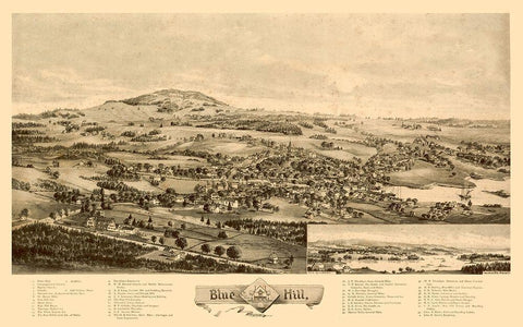 Blue Hill Maine -1896 White Modern Wood Framed Art Print with Double Matting by Unknown