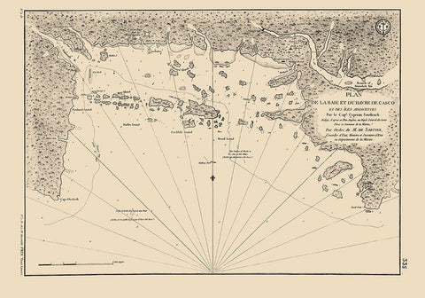 Casco Bay - Southack 1779 White Modern Wood Framed Art Print with Double Matting by Southack