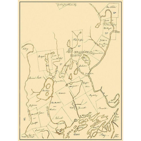 Cumberland Maine Landowner - Greenleaf 1771 Gold Ornate Wood Framed Art Print with Double Matting by Greenleaf
