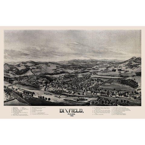 Dixfield Maine -1896 Black Modern Wood Framed Art Print with Double Matting by Unknown