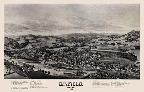 Dixfield Maine -1896 Black Ornate Wood Framed Art Print with Double Matting by Unknown