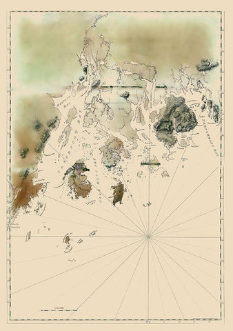 Maine Coast - Des Barres 1776 Black Ornate Wood Framed Art Print with Double Matting by Des Barres