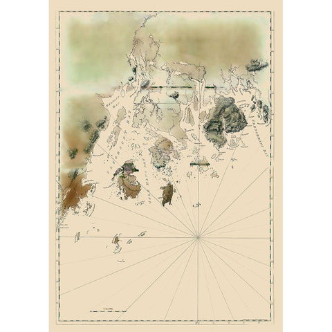 Maine Coast - Des Barres 1776 Black Modern Wood Framed Art Print with Double Matting by Des Barres