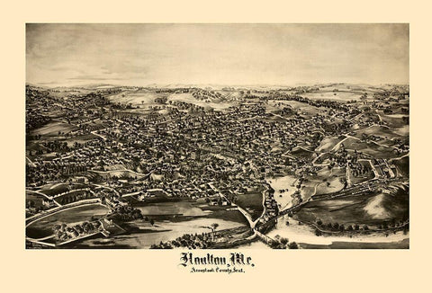 Houlton Maine - Norris 1894  Black Ornate Wood Framed Art Print with Double Matting by Norris