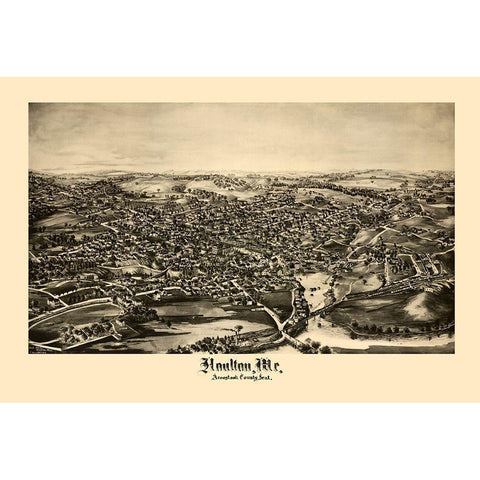 Houlton Maine - Norris 1894  White Modern Wood Framed Art Print by Norris