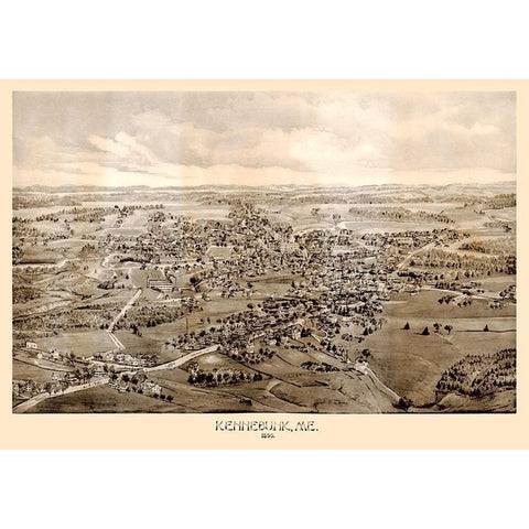 Kennebunk Maine - Norris 1895  Black Modern Wood Framed Art Print with Double Matting by Norris