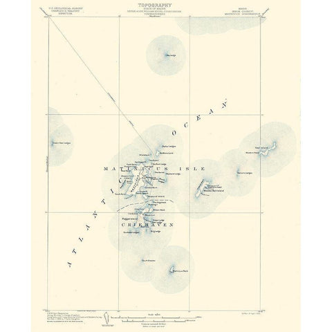 Matinicus Knox County Maine Quad - USGS 1954 White Modern Wood Framed Art Print by USGS