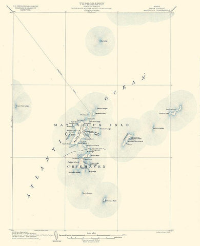 Matinicus Knox County Maine Quad - USGS 1954 Black Ornate Wood Framed Art Print with Double Matting by USGS