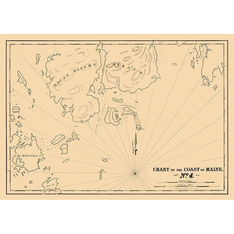 Maine Coast - Moores 1837  Black Modern Wood Framed Art Print by Moores