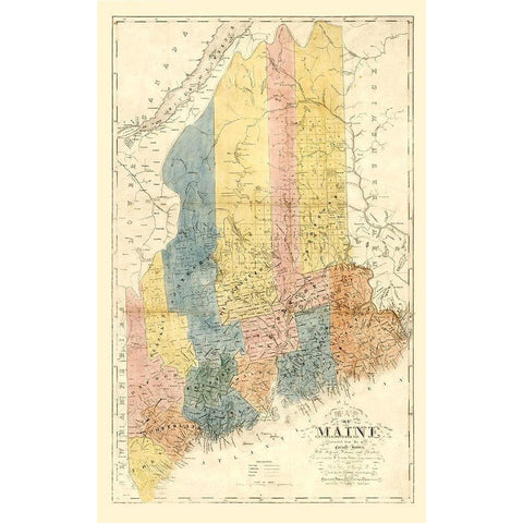 Maine - Colesworthy 1840  Black Modern Wood Framed Art Print with Double Matting by Colesworthy