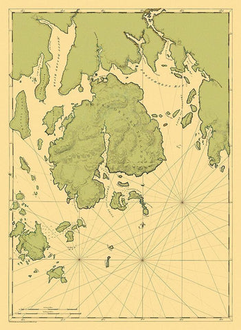 Mount Desert Island Maine - Des Barres 1776 Black Ornate Wood Framed Art Print with Double Matting by Des Barres