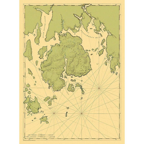 Mount Desert Island Maine - Des Barres 1776 Gold Ornate Wood Framed Art Print with Double Matting by Des Barres