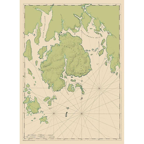Mt Desert Island and Coast - Des Barres 1776 White Modern Wood Framed Art Print by Des Barres