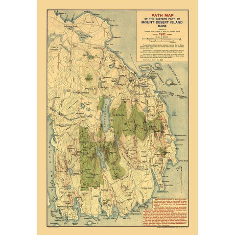 Mount Desert Island Maine - Jaques 1911  White Modern Wood Framed Art Print by Jaques