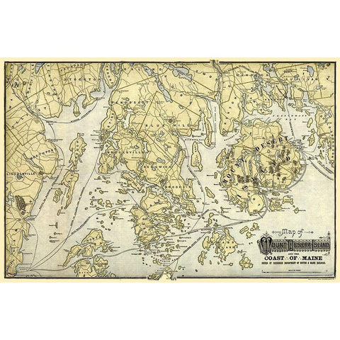 Mount Desert Island  Maine-1900 Black Modern Wood Framed Art Print with Double Matting by Unknown