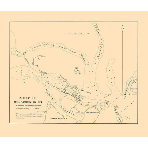 Ocracock Inlet - Swift 1835 White Modern Wood Framed Art Print by Swift