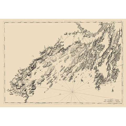 Coast - Des Barres 1776 Black Modern Wood Framed Art Print with Double Matting by Des Barres