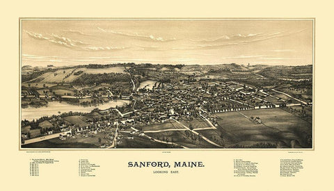 Sanford Maine - Norris 1889  White Modern Wood Framed Art Print with Double Matting by Norris