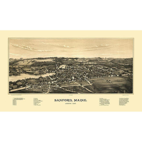Sanford Maine - Norris 1889  Black Modern Wood Framed Art Print by Norris