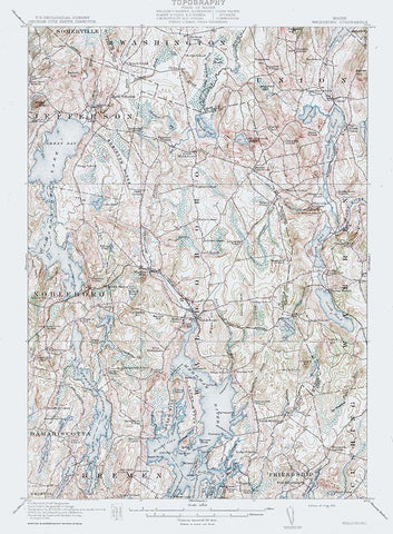 Waldoboro Maine Quad - USGS 1915 White Modern Wood Framed Art Print with Double Matting by USGS