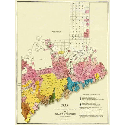 State of Maine Landowner  1st Edition- 1829 Black Modern Wood Framed Art Print by Greenleaf