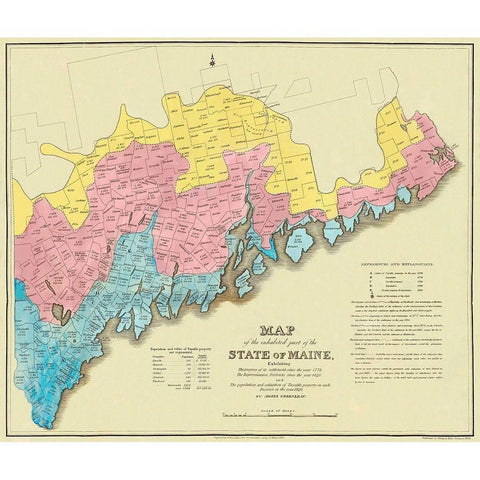 State of Maine Landowner  2nd Edition- 1829 White Modern Wood Framed Art Print by Greenleaf