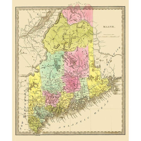 Maine - Greenleaf 1840 Black Modern Wood Framed Art Print by Greenleaf