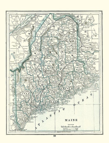 Maine - Rathbun 1893 White Modern Wood Framed Art Print with Double Matting by Rathbun