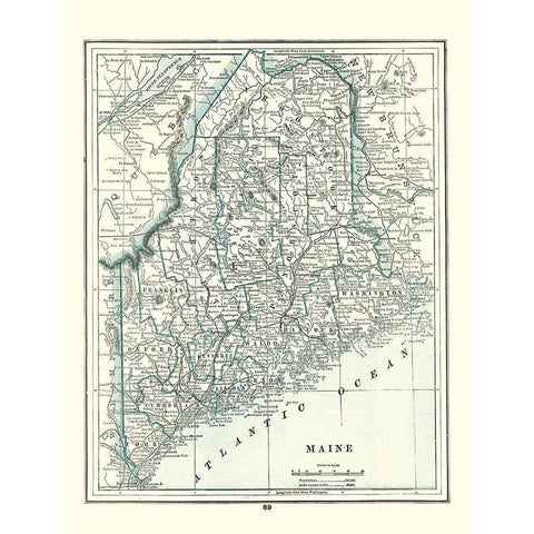 Maine - Rathbun 1893 Black Modern Wood Framed Art Print by Rathbun