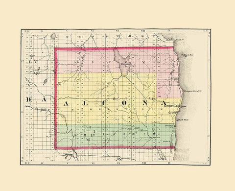 Alcona Michigan - Walling 1873 Black Ornate Wood Framed Art Print with Double Matting by Walling