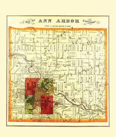 Ann Arbor Michigan Landowner - Everts 1874 White Modern Wood Framed Art Print with Double Matting by Everts