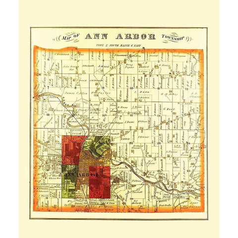 Ann Arbor Michigan Landowner - Everts 1874 White Modern Wood Framed Art Print by Everts