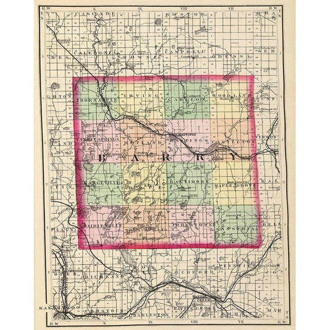 Barry Michigan - Walling 1873 Black Modern Wood Framed Art Print with Double Matting by Walling