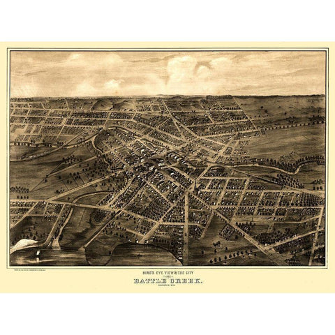 Battle Creek Michigan - Ruger 1870  Gold Ornate Wood Framed Art Print with Double Matting by Ruger