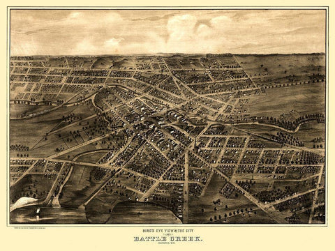 Battle Creek Michigan - Ruger 1870  White Modern Wood Framed Art Print with Double Matting by Ruger