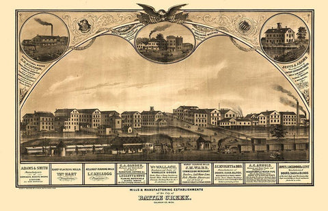 Battle Creek Michigan - Ruger 1869  Black Ornate Wood Framed Art Print with Double Matting by Ruger