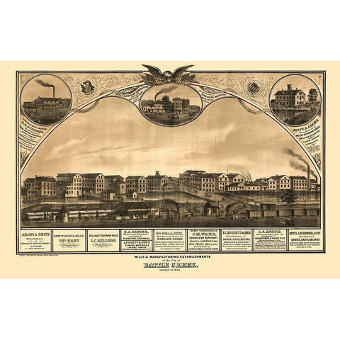 Battle Creek Michigan - Ruger 1869  Black Modern Wood Framed Art Print with Double Matting by Ruger