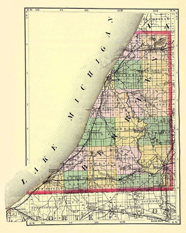 Berrien Michigan - Walling 1873 White Modern Wood Framed Art Print with Double Matting by Walling